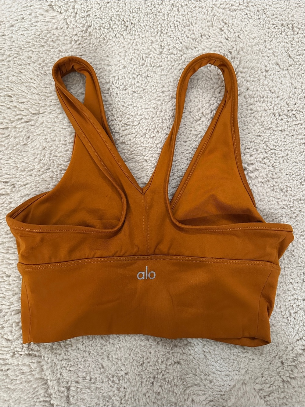 Rust Orange Ruched Sports Bra - Picture 2 of 3